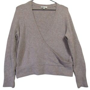 Madewell Wrap Front Sweater Womens L Pink Good Wool Alpaca Blend V-Neck Surplice